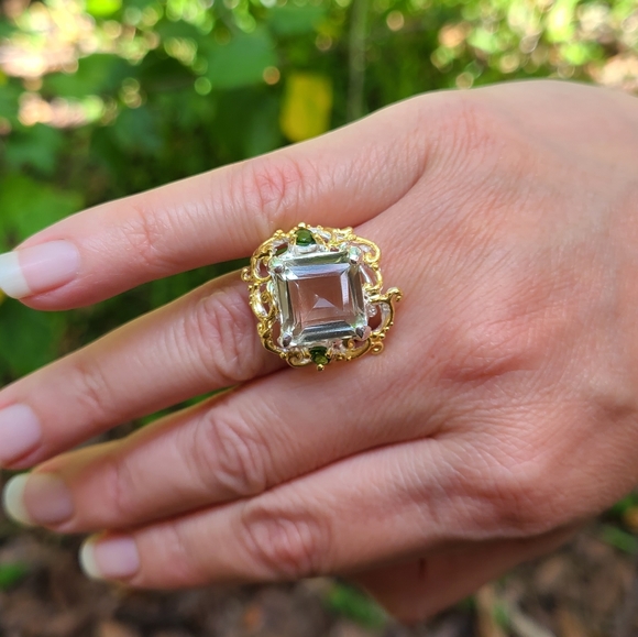 Genuine green amethyst sterling ring - Picture 8 of 13